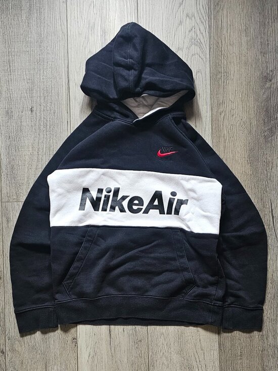 lululemon athletica Other - Nike Air Boys Hoodie Sweatshirt Black White Colorblock Nike Swoosh Size Large